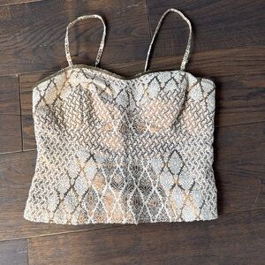 Free People Gold Brocade Tank Top
